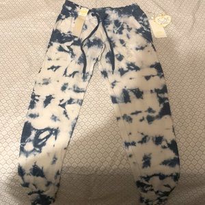 Tie dye Blue and White Joggers with Pockets.
